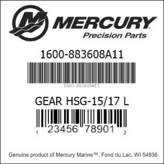 Bar codes for Mercury Marine part number 1600-883608A11