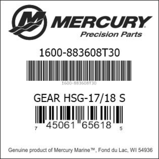 Bar codes for Mercury Marine part number 1600-883608T30