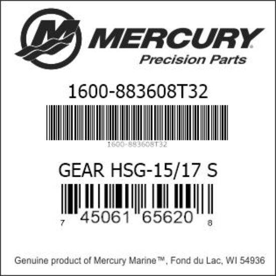 Bar codes for Mercury Marine part number 1600-883608T32