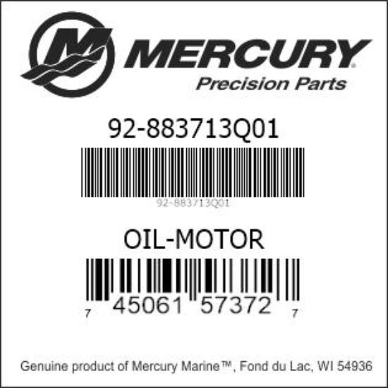 Bar codes for Mercury Marine part number 92-883713Q01