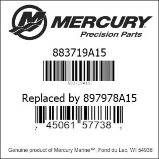 Bar codes for Mercury Marine part number 883719A15