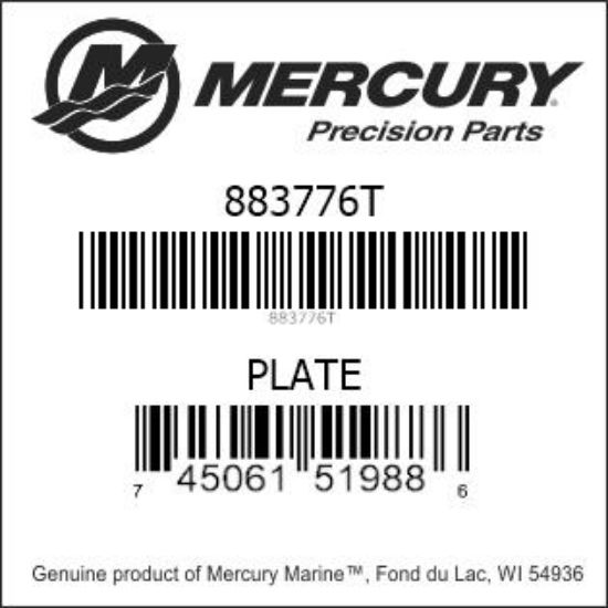 Bar codes for Mercury Marine part number 883776T
