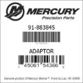 Bar codes for Mercury Marine part number 91-883845