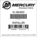 Bar codes for Mercury Marine part number 91-883855