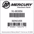 Bar codes for Mercury Marine part number 91-883856
