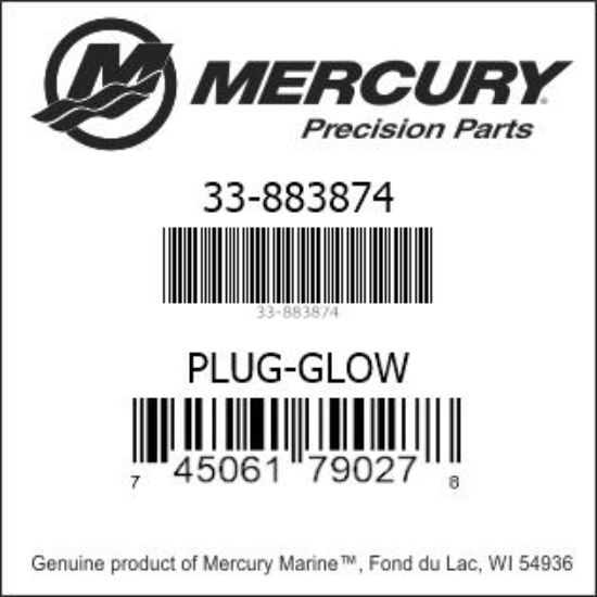 Bar codes for Mercury Marine part number 33-883874