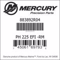 Bar codes for Mercury Marine part number 883892R04