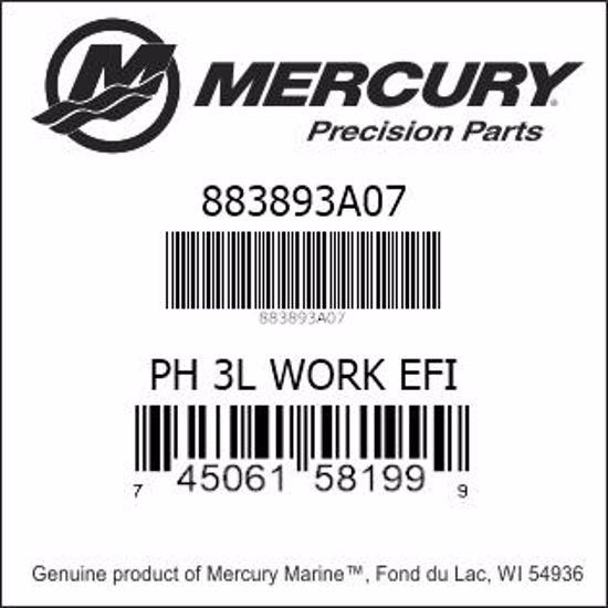 Bar codes for Mercury Marine part number 883893A07