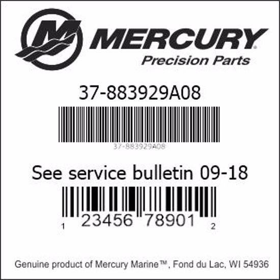 Bar codes for Mercury Marine part number 37-883929A08