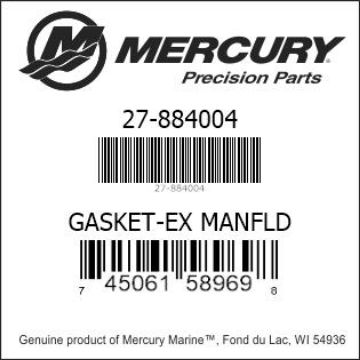 Mercury Marine part number 27-884004 GASKET-EX MANFLD Bar codes for Mercury Marine part number 27-884004