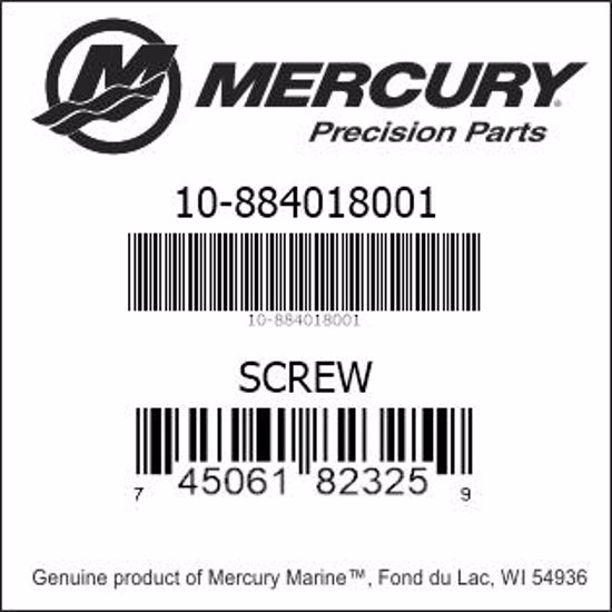 Bar codes for Mercury Marine part number 10-884018001