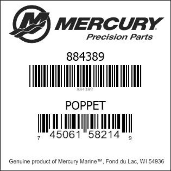 Bar codes for Mercury Marine part number 884389