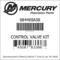 Bar codes for Mercury Marine part number 884408A08