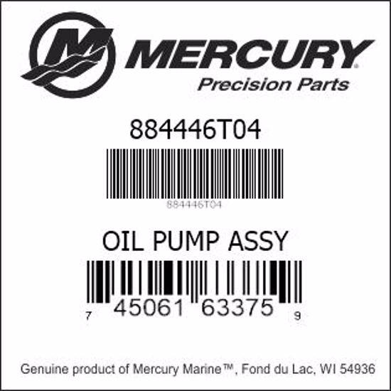 Bar codes for Mercury Marine part number 884446T04