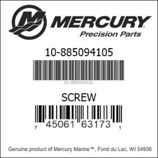 Bar codes for Mercury Marine part number 10-885094105