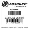 Bar codes for Mercury Marine part number 62-885157
