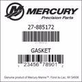 Bar codes for Mercury Marine part number 27-885172