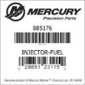 Bar codes for Mercury Marine part number 885176