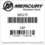 Mercury Marine part number 885179 CAP Bar codes for Mercury Marine part number 885179