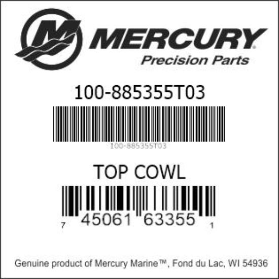 Bar codes for Mercury Marine part number 100-885355T03