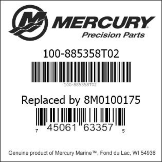 Bar codes for Mercury Marine part number 100-885358T02