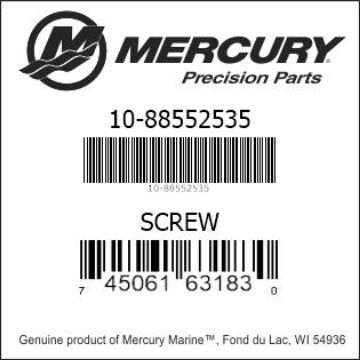 Mercury Marine part number 10-88552535 SCREW Bar codes for Mercury Marine part number 10-88552535