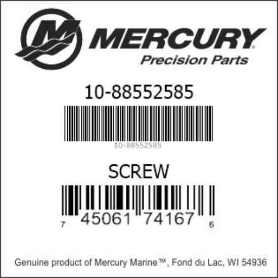Bar codes for Mercury Marine part number 10-88552585