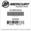 Mercury Marine part number 10-88552616 SCREW Bar codes for Mercury Marine part number 10-88552616