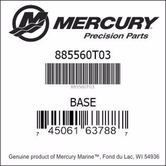 Bar codes for Mercury Marine part number 885560T03