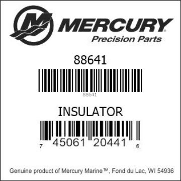Mercury Marine part number 88641 INSULATOR Bar codes for Mercury Marine part number 88641