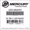 Bar codes for Mercury Marine part number 1656-8866A54