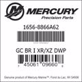 Bar codes for Mercury Marine part number 1656-8866A62