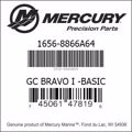Bar codes for Mercury Marine part number 1656-8866A64