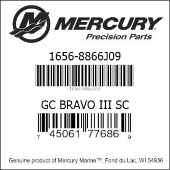 Bar codes for Mercury Marine part number 1656-8866J09