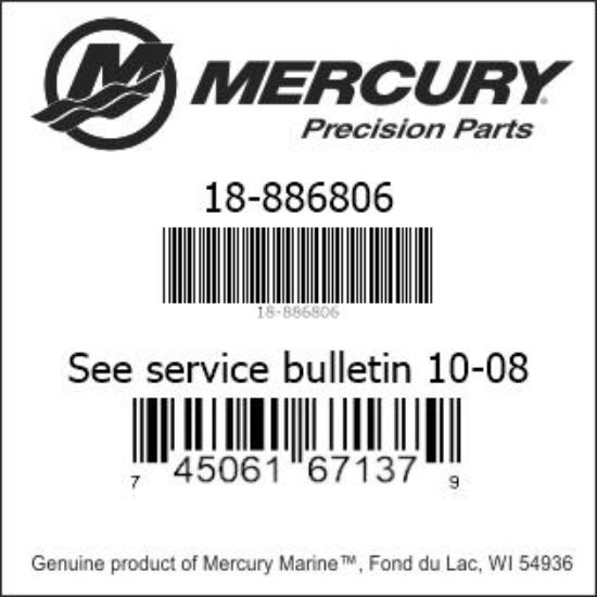 Bar codes for Mercury Marine part number 18-886806