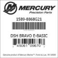 Bar codes for Mercury Marine part number 1589-8868G21