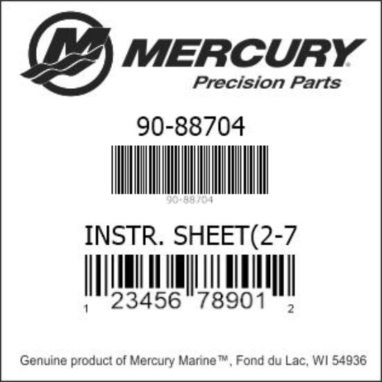 Bar codes for Mercury Marine part number 90-88704