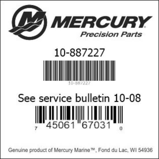 Bar codes for Mercury Marine part number 10-887227