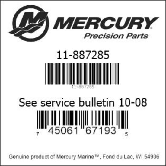 Bar codes for Mercury Marine part number 11-887285