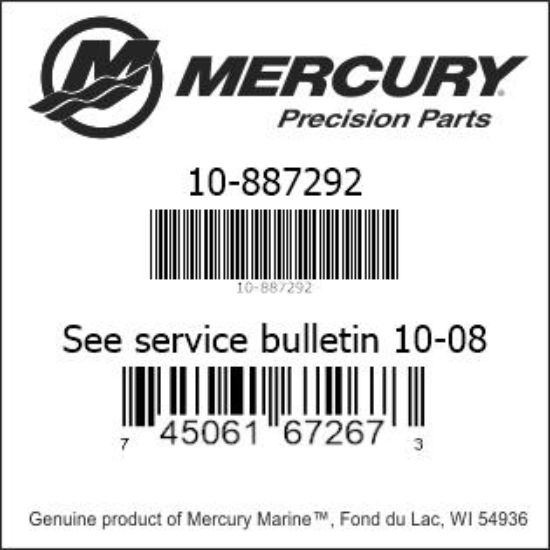 Bar codes for Mercury Marine part number 10-887292