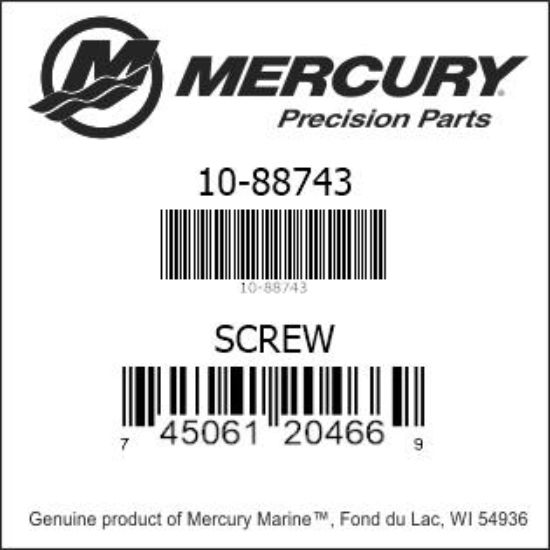 Bar codes for Mercury Marine part number 10-88743