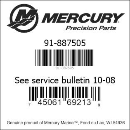 Bar codes for Mercury Marine part number 91-887505