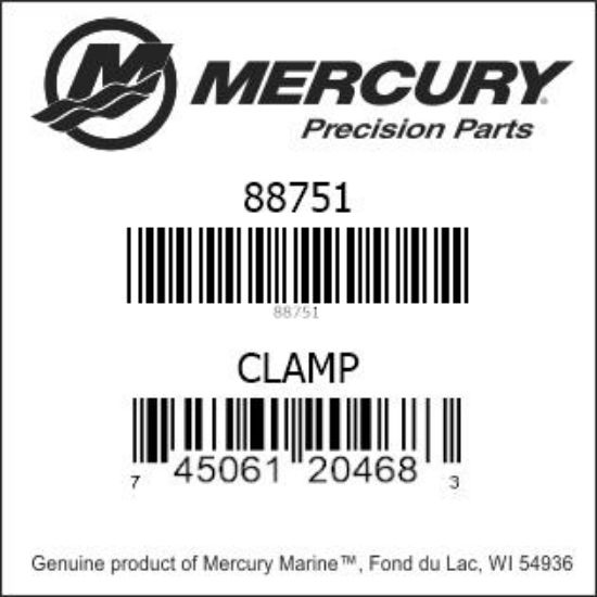 Bar codes for Mercury Marine part number 88751
