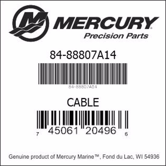 Bar codes for Mercury Marine part number 84-88807A14