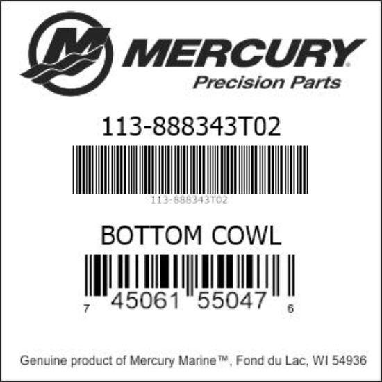 Bar codes for Mercury Marine part number 113-888343T02