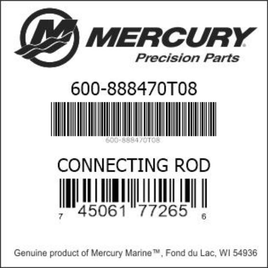 Bar codes for Mercury Marine part number 600-888470T08