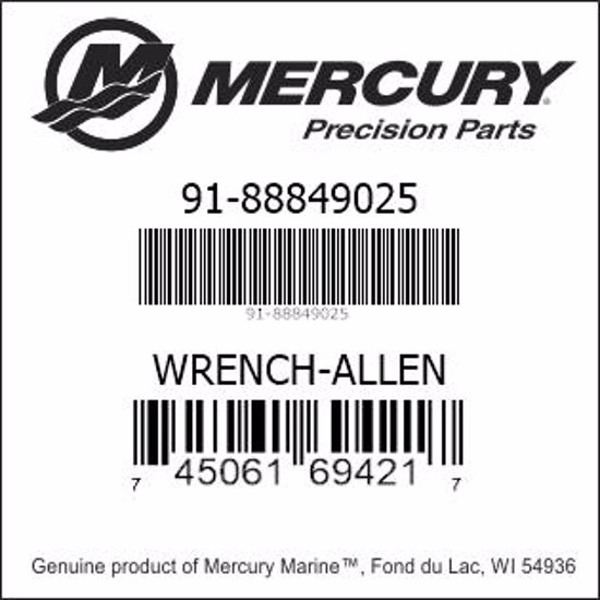 Bar codes for Mercury Marine part number 91-88849025