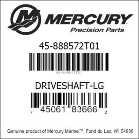 Bar codes for Mercury Marine part number 45-888572T01