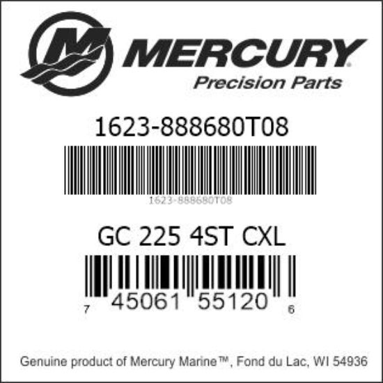 Bar codes for Mercury Marine part number 1623-888680T08