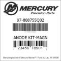 Bar codes for Mercury Marine part number 97-888755Q02